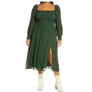 NWT Reformation Cello Midi Dress Coriander Coquette Cottage Core Floral Print 2X